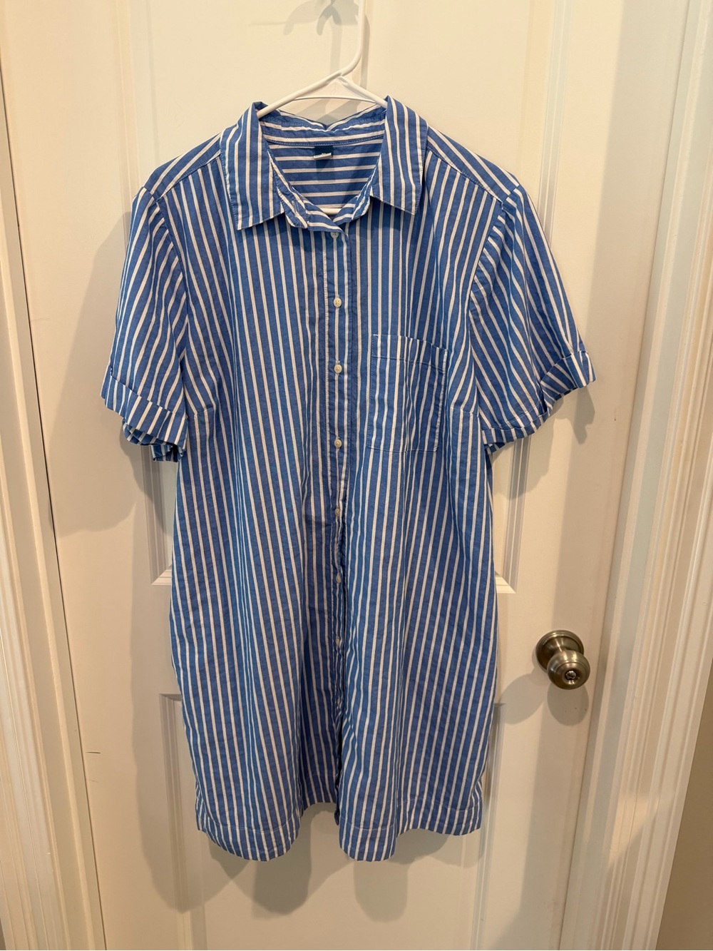 Old Navy Blue and White Stripe Short-Sleeve Button-Down Shirt Dress Size XL